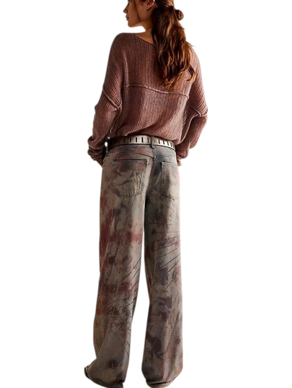 We The Free Aurora Tie Dye Sequin Flare Jeans Mid Rise Y2K Denim 31 NWOT - Picture 2 of 16